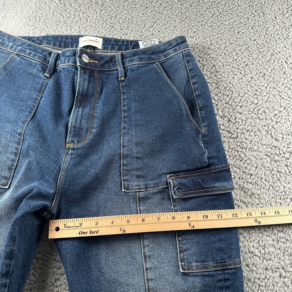 Driftwood Royce Cargo Jeans Womens 14 x 27L Cargo Embroidered Floral Blue Boho - Picture 7 of 13